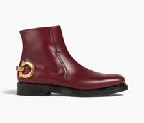 Embellished leather boots - Burgundy