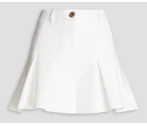 Pleated satin-twill shorts - White