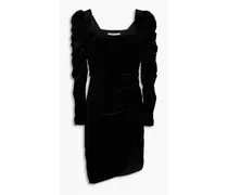 Toki ruched crushed-velvet mini dress - Black