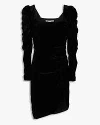 Veronica Beard Toki ruched crushed-velvet mini dress - Black Black