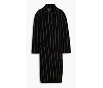 Pinstriped jacquard-knit wool coat - Black