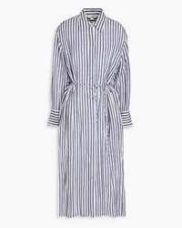 Vince Belted striped Tencel-blend midi shirt dress - Blue Blue