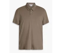Cotton and linen-blend jersey polo shirt - Neutral