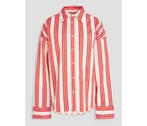 The Dylan striped cotton-poplin shirt - Red