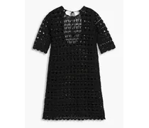 Metallic open-knit mini dress - Black