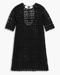 Ganni Metallic open-knit mini dress - Black Black