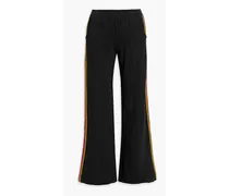 Crystal-embellished French cotton-terry track pants - Black