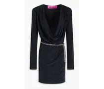 Orsa chain-embellished draped stretch-cupro mini dress - Black