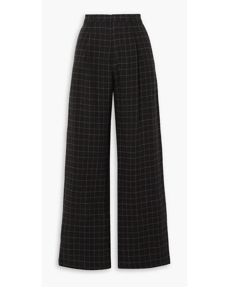 R13 Checked linen wide-leg pants - Black Black