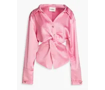 Rasha twist-front cutout satin blouse - Pink