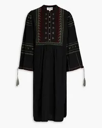 Antik Batik Tasseled embroidered cotton dress - Black Black