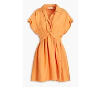 Sigrid twist-front twill mini shirt dress - Orange