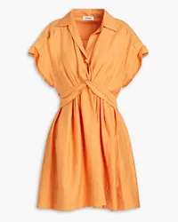 Sandro Twist-front twill mini shirt dress - Orange Orange