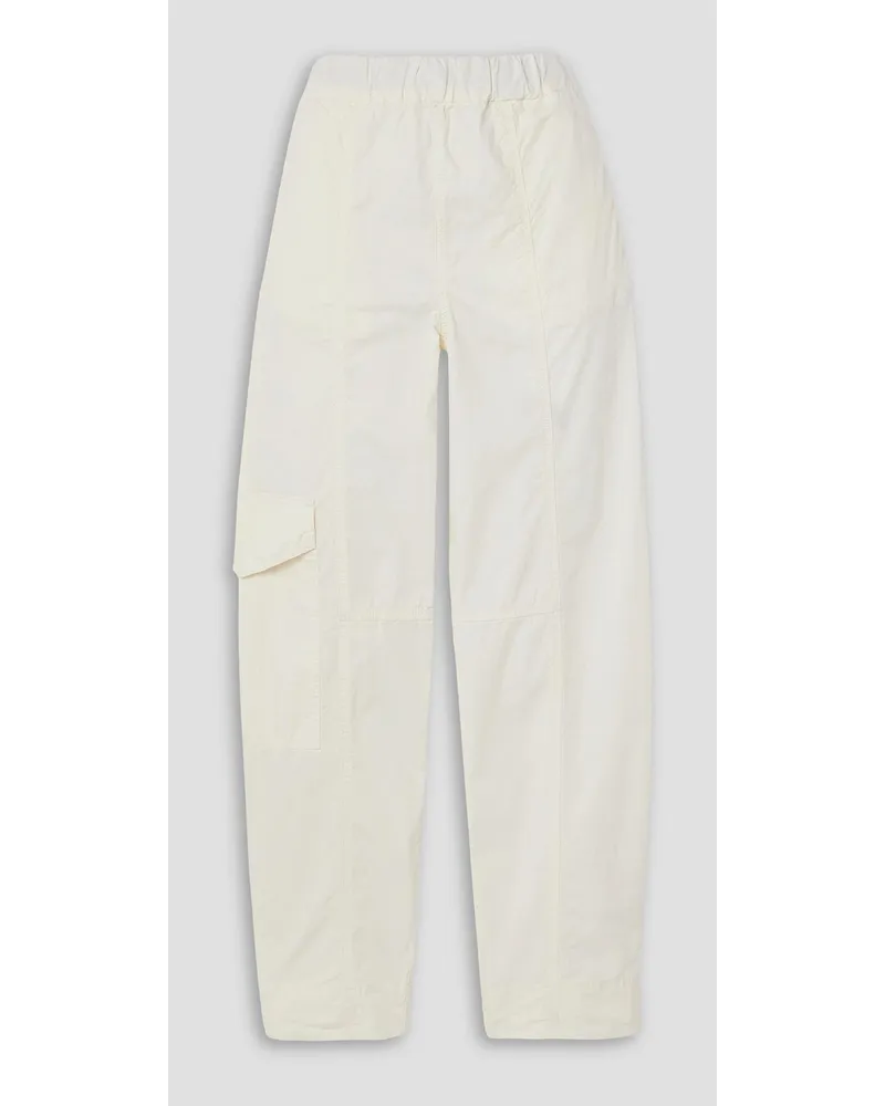 Ganni Cotton-blend straight-leg cargo pants - White White