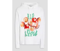 Embroidered printed cotton-fleece hoodie - White