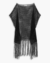 Lafayette148 Fringed crocheted cotton sweater - Black Black