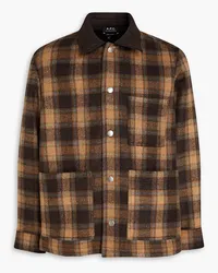 A.P.C. Checked wool-blend felt overshirt - Brown Brown