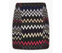 Metallic crochet-knit mini skirt - Black