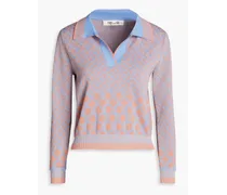 Metallic jacquard-knit cotton-blend sweater - Orange