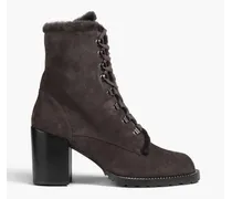 Kolbie shearling-lined suede ankle boots - Gray