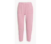 Distressed French cotton-terry track pants - Pink