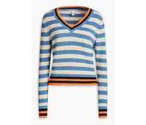 Striped cotton sweater - Blue