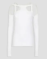 Dion Lee Cold-shoulder convertible cutout mesh top - White White