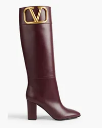 Valentino Garavani VLOGO leather knee boots - Burgundy Burgundy