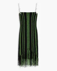 J.W.Anderson Fringed striped knitted mini dress - Green Green