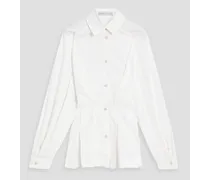 Precision striped cotton-jacquard peplum shirt - White