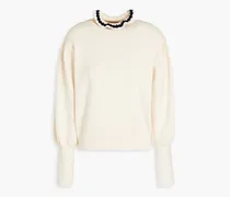 Ridane crochet-trimmed knitted turtleneck sweater - White
