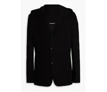 Cotton-piqué hooded jacket - Black