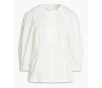 Cotton-blend poplin blouse - White