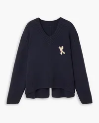 KHAITE Isabelle embroidered cashmere sweater - Blue Blue