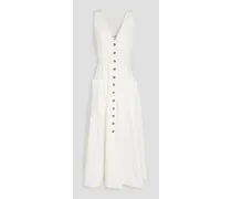 Zoey cutout cotton-blend poplin midi dress - White