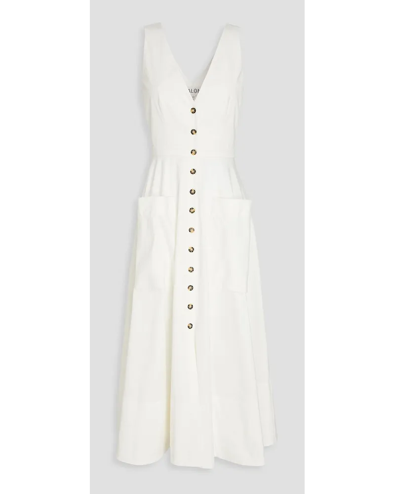 Saloni Zoey cutout cotton-blend poplin midi dress - White White