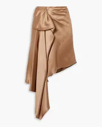 Cushnie et Ochs Asymmetric draped silk-charmeuse skirt - Neutral Neutral