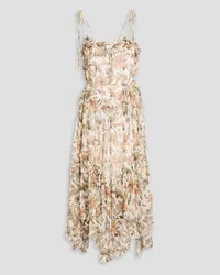 Zimmermann Asymmetric floral-print crepon midi dress - White White