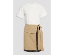 Cotton-jersey and gabardine mini dress - Neutral