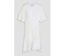 Asymmetric button-detailed cotton-jersey dress - White