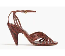 Snake-effect leather sandals - Animal print