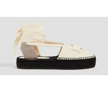 Double T canvas espadrille platform sandals - White