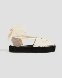 Tory Burch Double T canvas espadrille platform sandals - White White