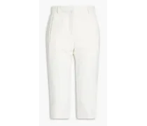 Cropped stretch-wool slim-leg pants - White