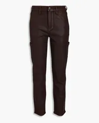 Paige Waxed high-rise slim-leg jeans - Brown Brown