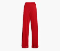 Metallic knitted wide-leg pants - Red