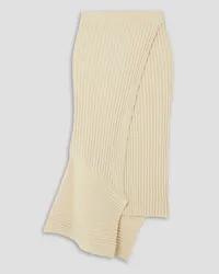 Stella McCartney Asymmetric ribbed cotton midi wrap skirt - White White