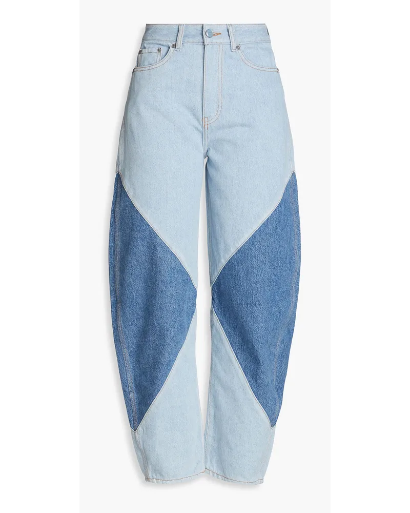 Two-tone high-rise tapered jeans - Blue