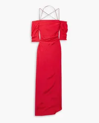 GAUGE81 Samaca cold-shoulder ruched silk maxi dress - Red Red