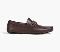 Embellished leather loafers - Brown